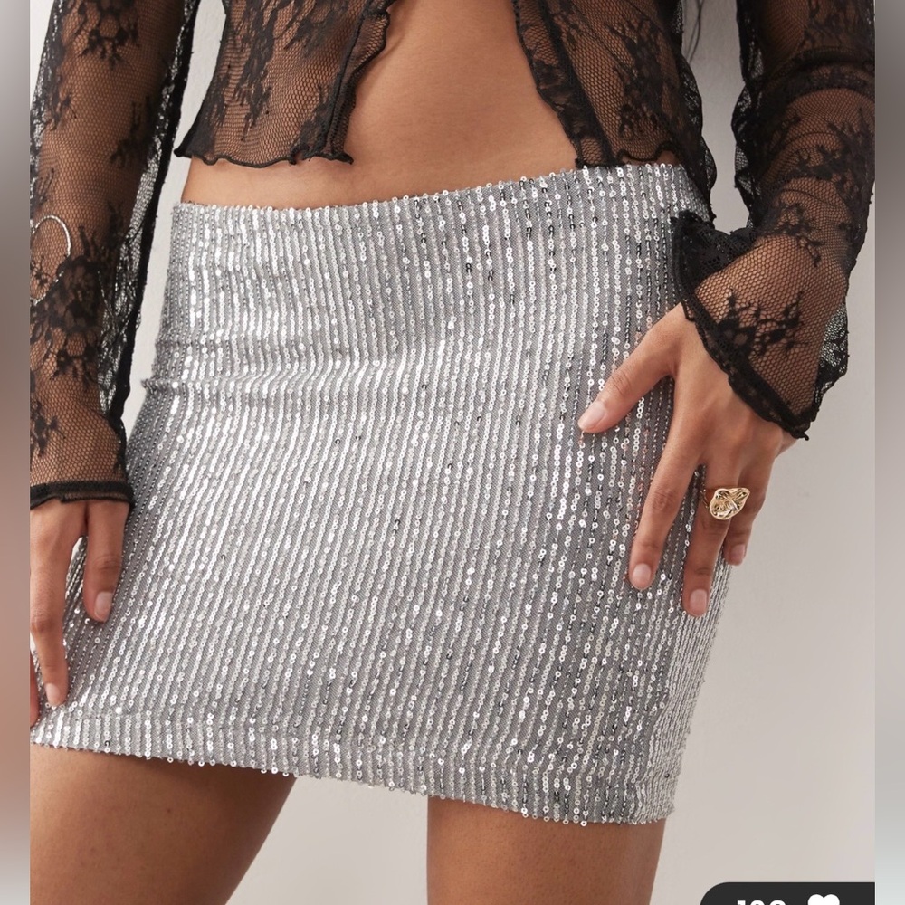 Noisy may Shimmering Silver Mini Skirt